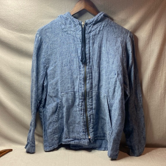 Flax full zip linen blue jacket size small - Picture 1 of 3